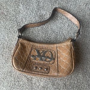 Light brown faux croc handbag